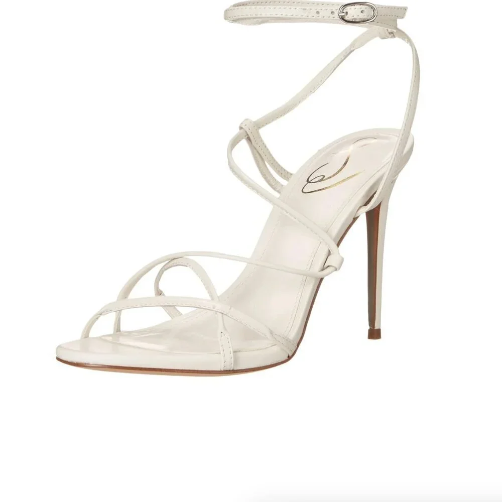 Sam Edelman Sareena White Stiletto Heel Open Toe Ankle Strap Heeled Sandals